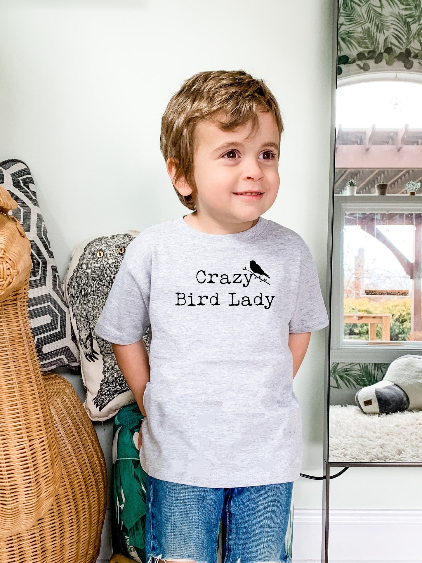 Crazy Bird Lady - Toddler Tee - Heather Gray