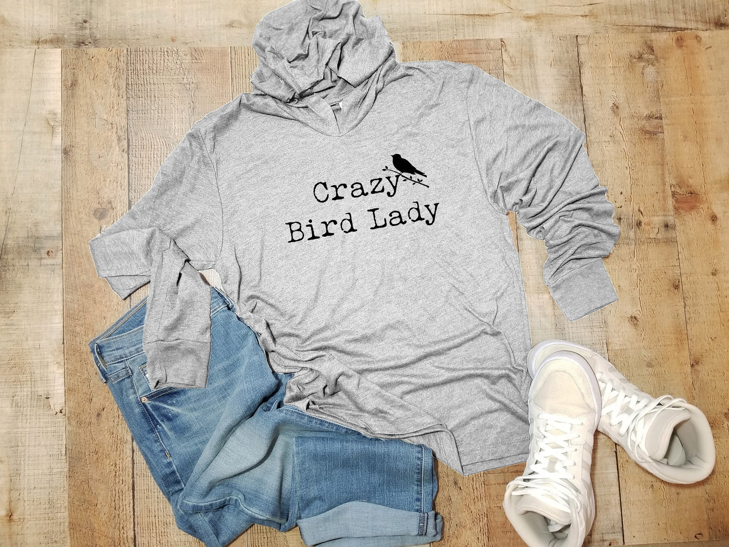 Crazy Bird Lady - Unisex T-Shirt Hoodie - Heather Gray