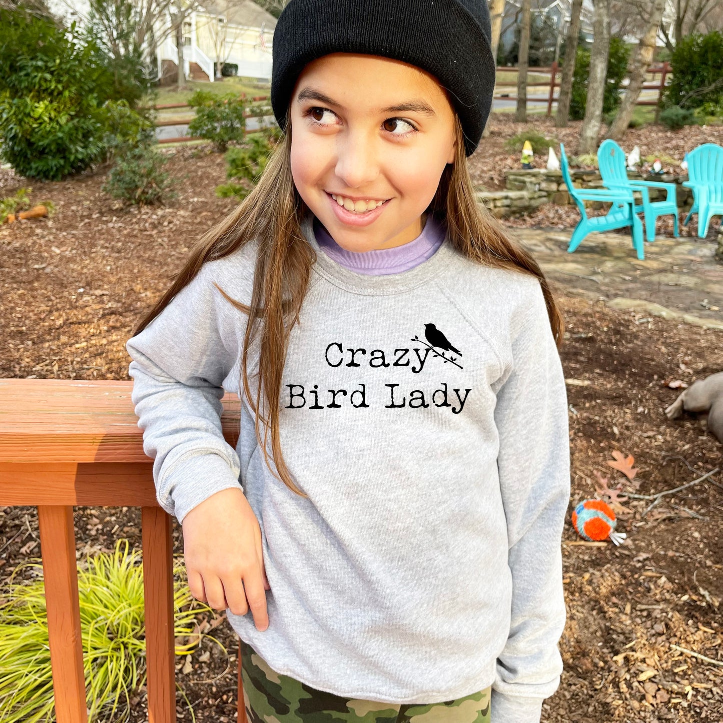 Crazy Bird Lady - Kid's Sweatshirt - Heather Gray or Mauve