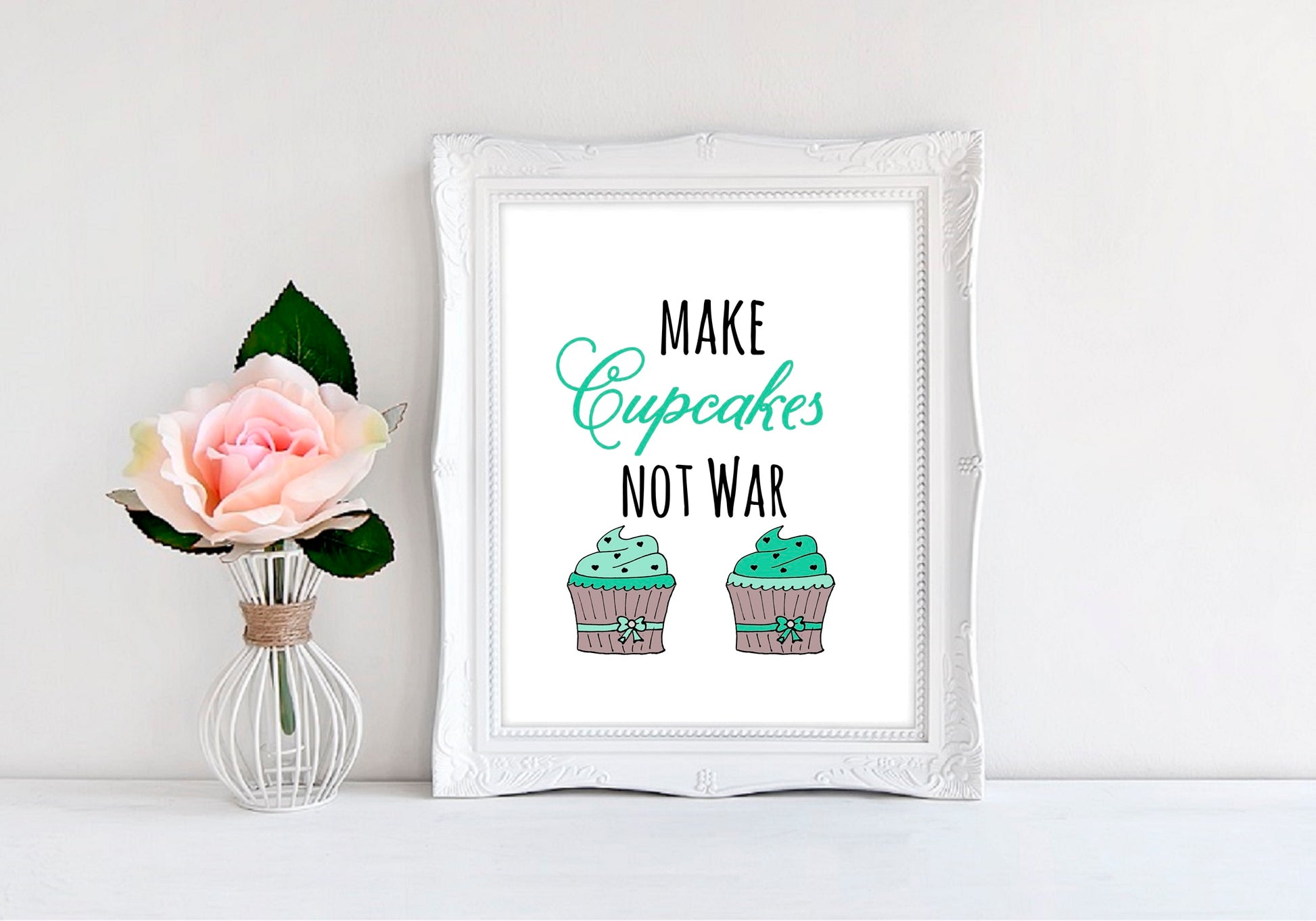 Make Cupcakes Not War - 8"x10" Wall Print - MoonlightMakers