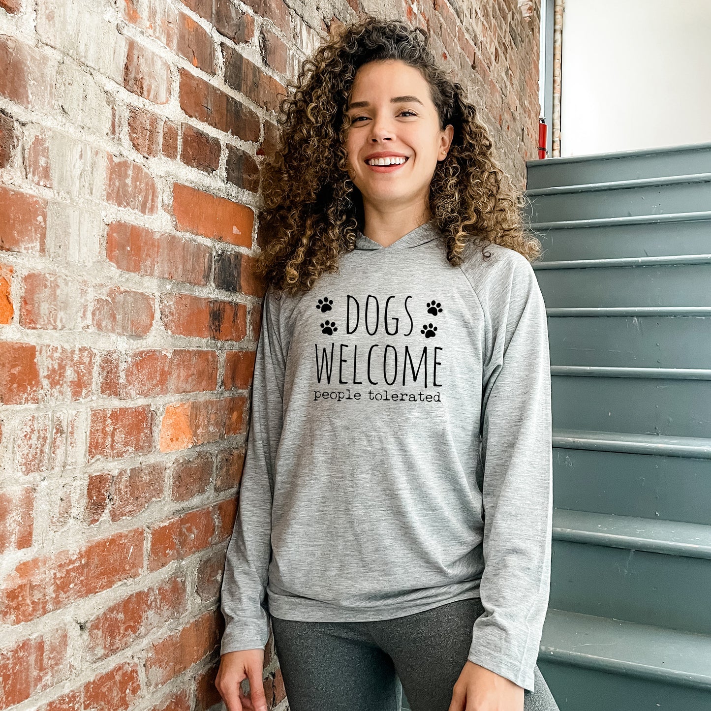 Dogs Welcome, People Tolerated - Unisex T-Shirt Hoodie - Heather Gray