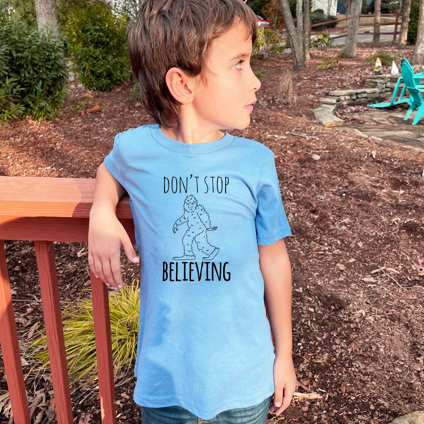 Don't Stop Believing (Bigfoot/ Sasquatch) - Kid's Tee - Columbia Blue or Lavender