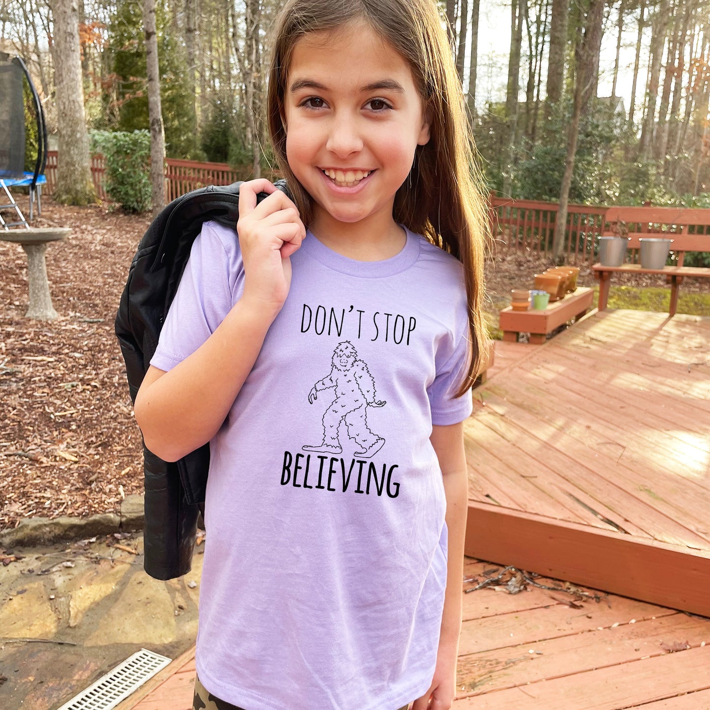 Don't Stop Believing (Bigfoot/ Sasquatch) - Kid's Tee - Columbia Blue or Lavender