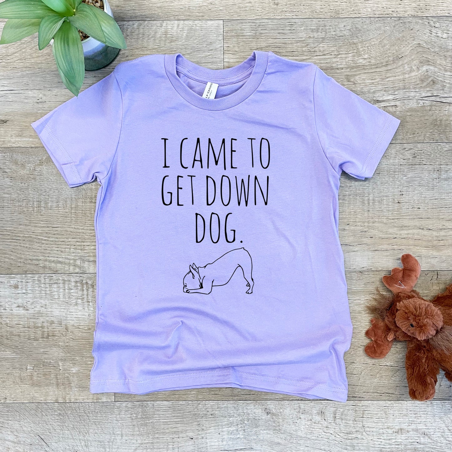 I Came To Get Down Dog (Yoga/ French Bulldog) - Kid's Tee - Columbia Blue or Lavender
