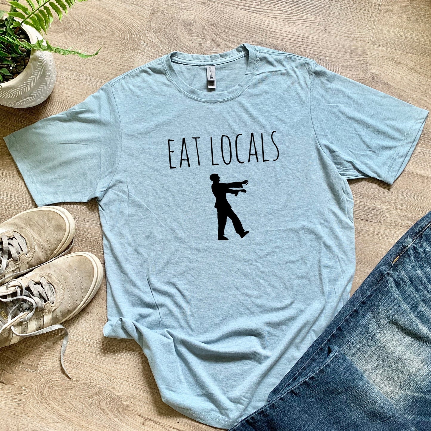 Eat Locals (Zombie) - Men's / Unisex Tee - Stonewash Blue or Sage