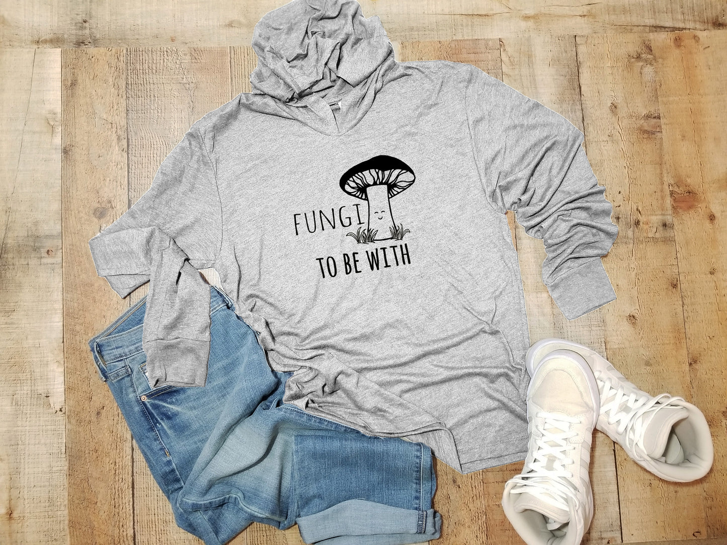 Fungi To Be With (Mushroom) - Unisex T-Shirt Hoodie - Heather Gray