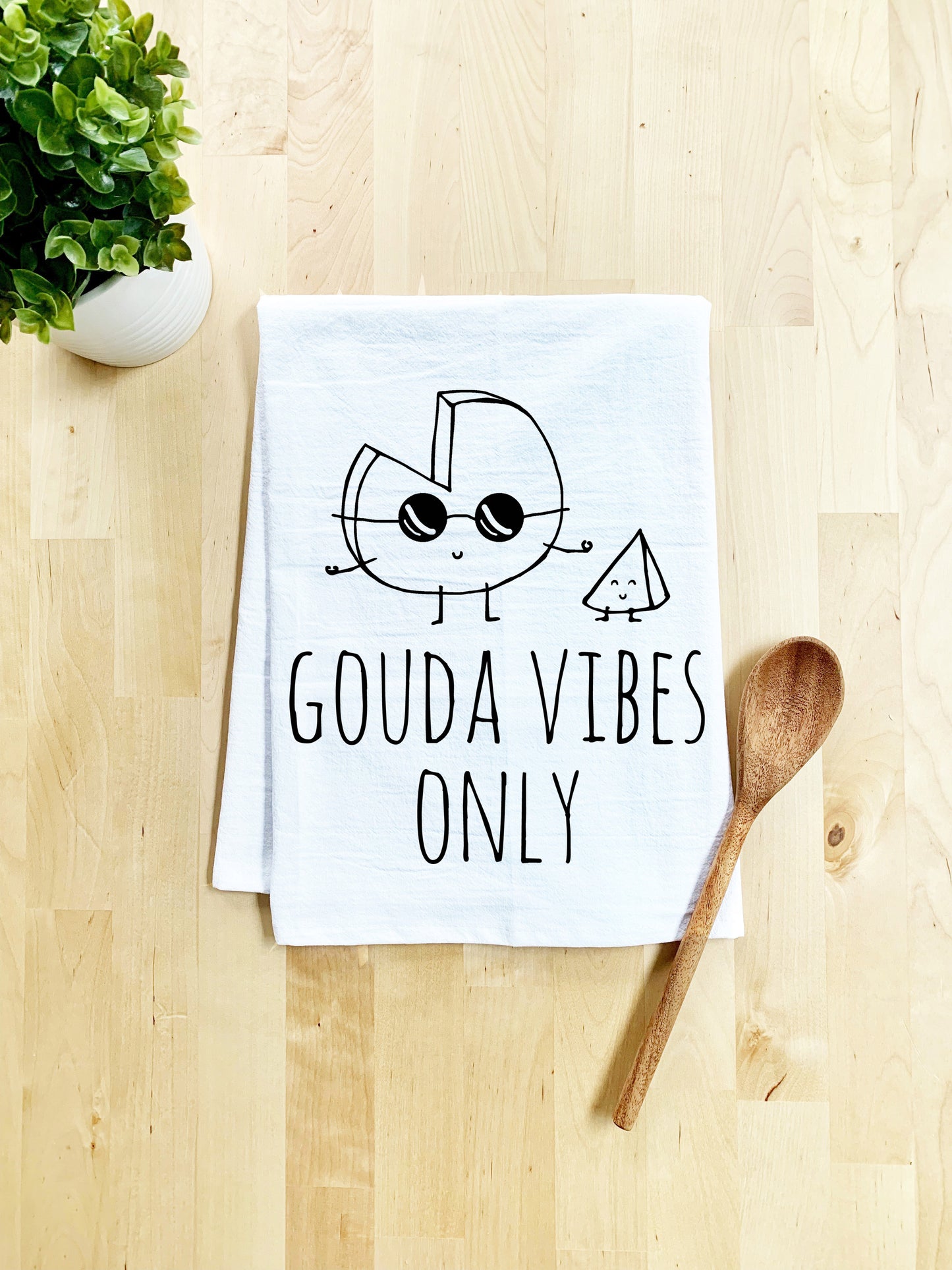 Gouda Vibes Only Dish Towel - White Or Gray - MoonlightMakers