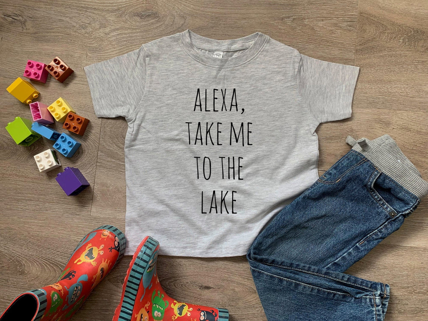 Alexa, Take Me To The Lake - Toddler Tee - Heather Gray