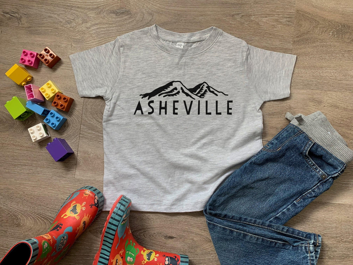 Asheville NC Mountains - Toddler Tee - Heather Gray