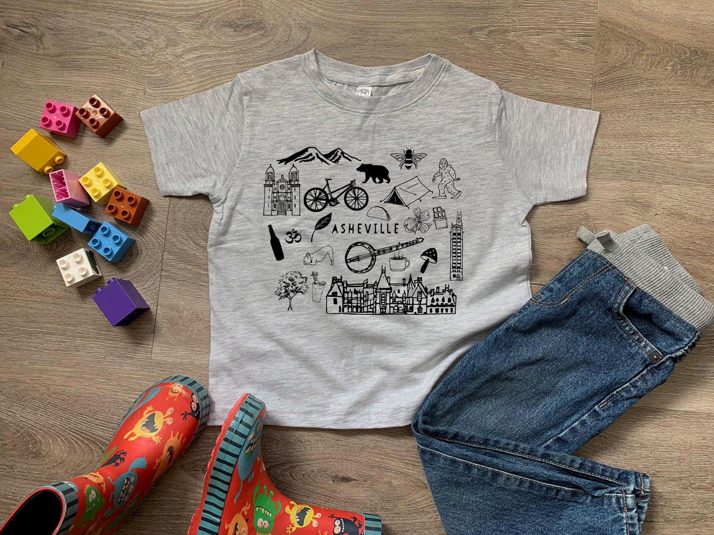 Asheville Collage - Toddler Tee - Heather Gray