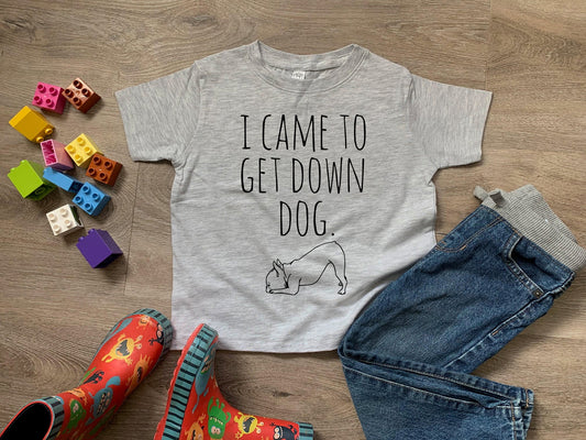 I Came To Get Down Dog (Yoga/ French Bulldog) - Toddler Tee - Heather Gray