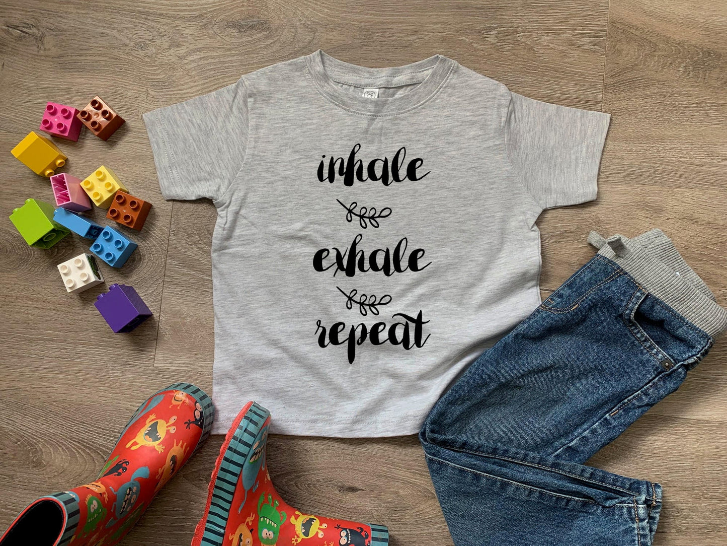 Inhale, Exhale, Repeat - Toddler Tee - Heather Gray