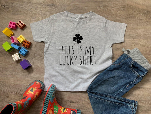 Lucky Shirt (Four Leaf Clover) - Toddler Tee - Heather Gray