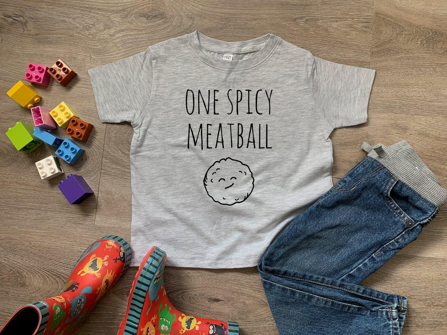 One Spicy Meatball - Toddler Tee - Heather Gray