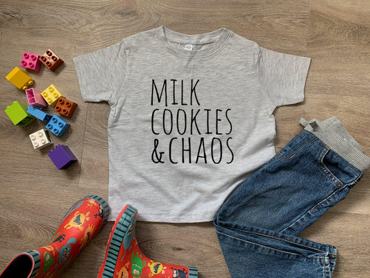 Milk Cookies & Chaos - Toddler Tee - Heather Gray