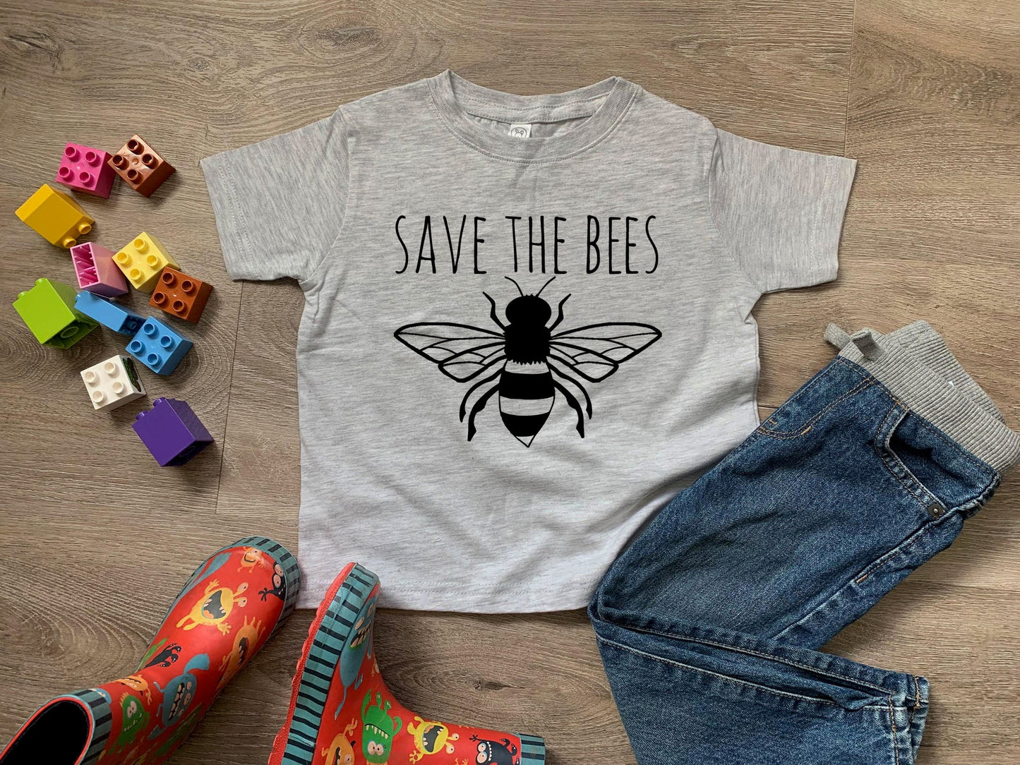Save The Bees - Toddler Tee - Heather Gray