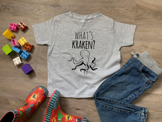 What's Kraken? (Sea Monster) - Toddler Tee - Heather Gray