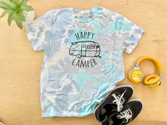Happy Camper - Mens/Unisex Tie Dye Tee - Blue