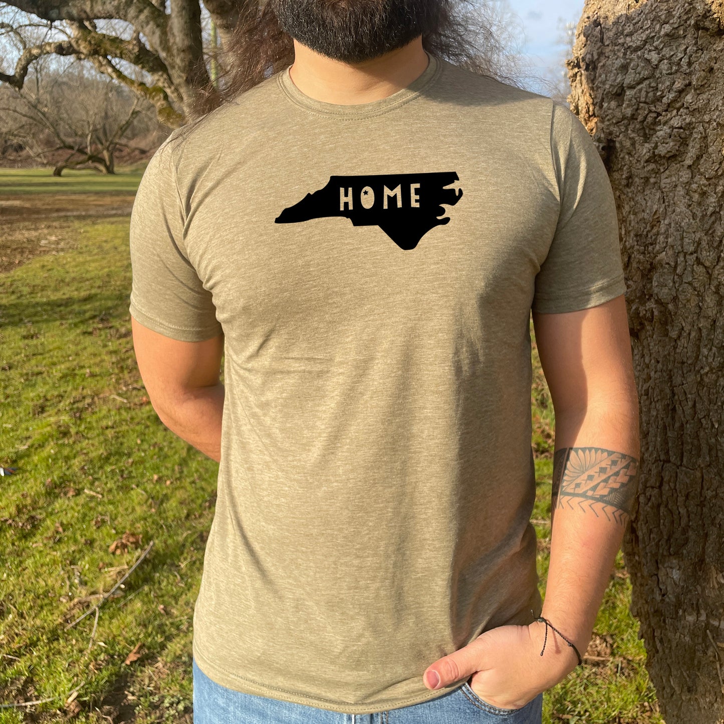 Home (North Carolina) - Men's / Unisex Tee - Stonewash Blue, Sage, Lavender, or Heather Gray