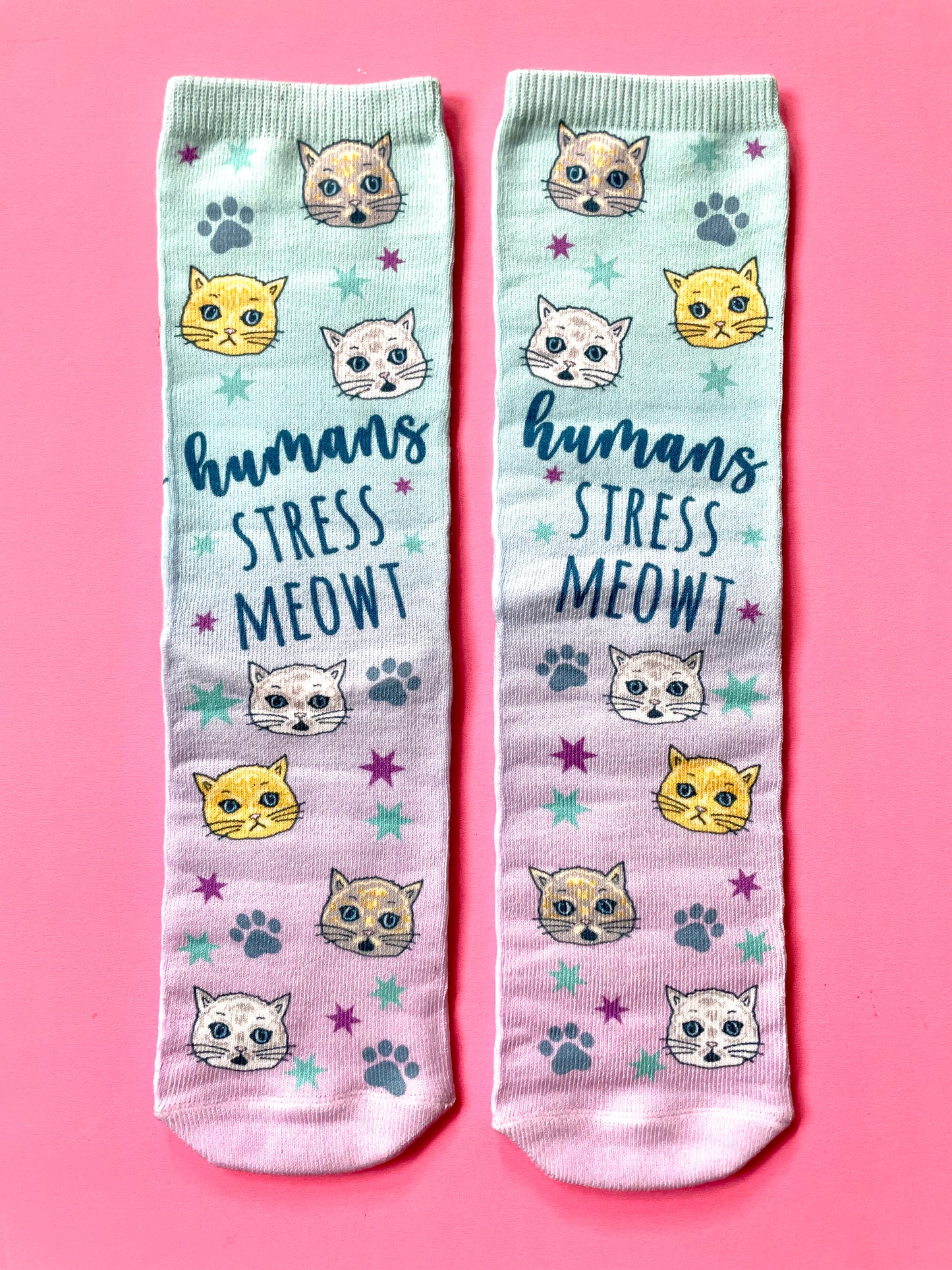 Humans Stress Meowt - Novelty Socks - MoonlightMakers