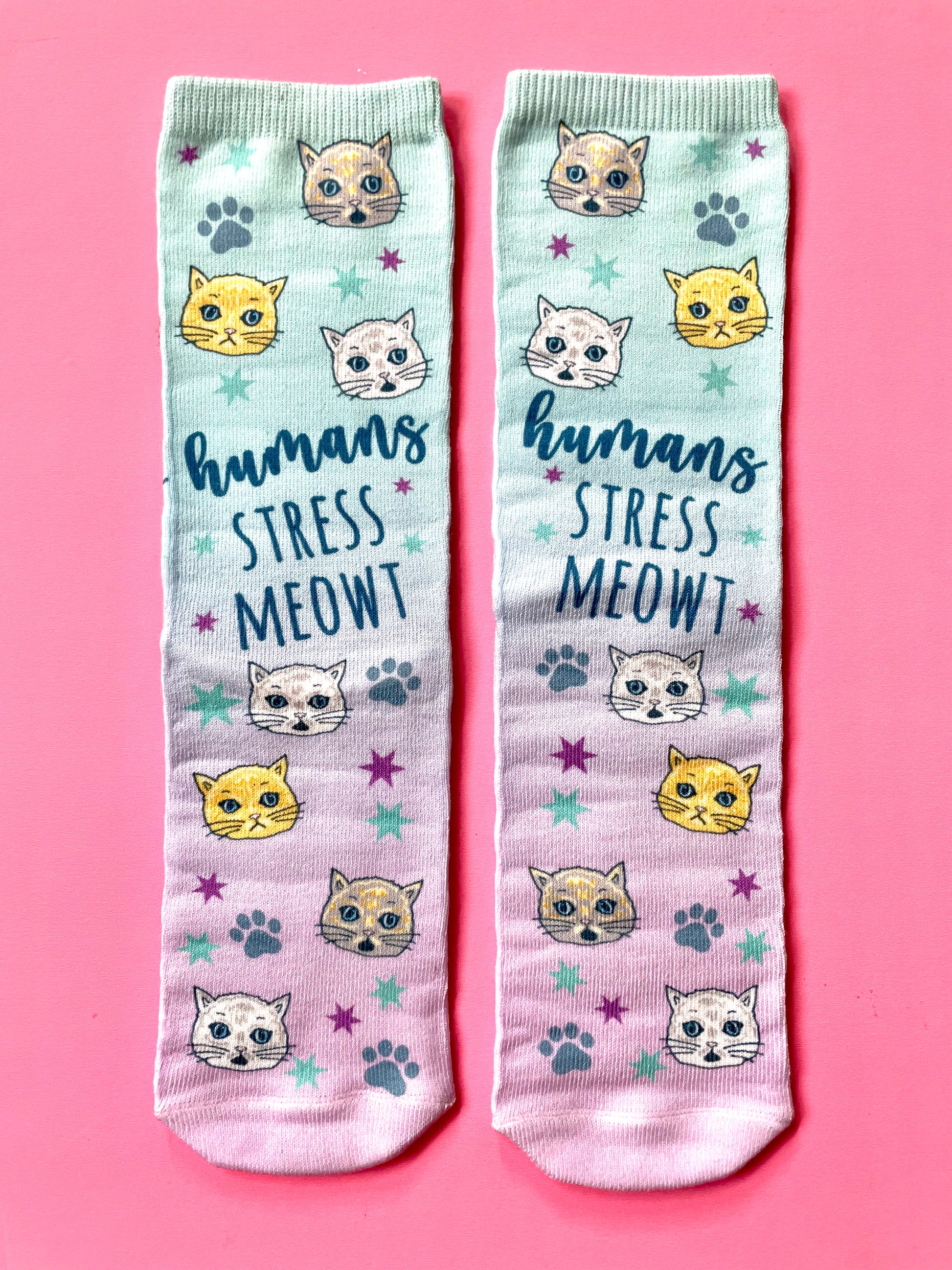 Humans Stress Meowt - Novelty Socks