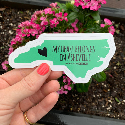 My Heart Belongs In Asheville - Die Cut Sticker - MoonlightMakers