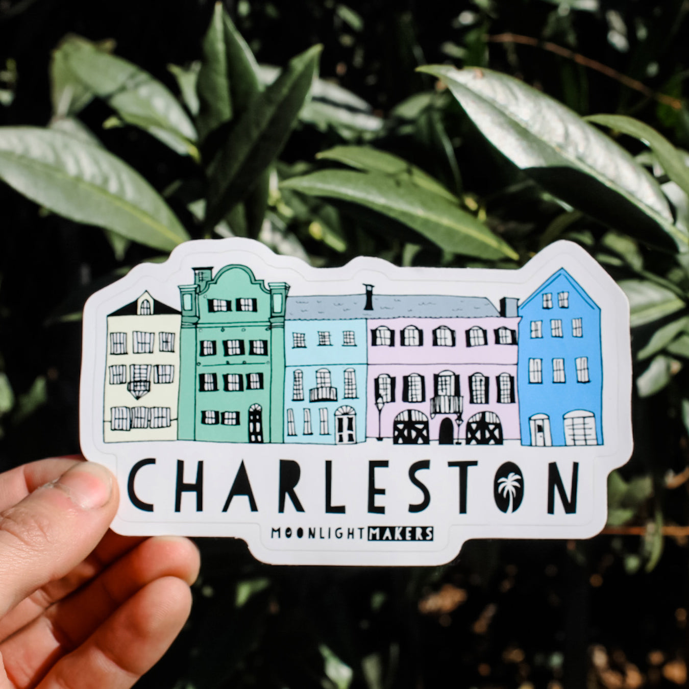 Charleston Rainbow Row, South Carolina - Die Cut Sticker - MoonlightMakers
