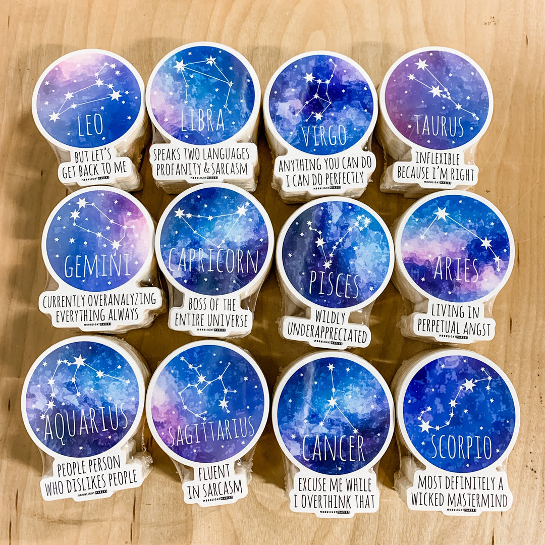 Signs of the Zodiac/ Star Sign - Die Cut Sticker - MoonlightMakers