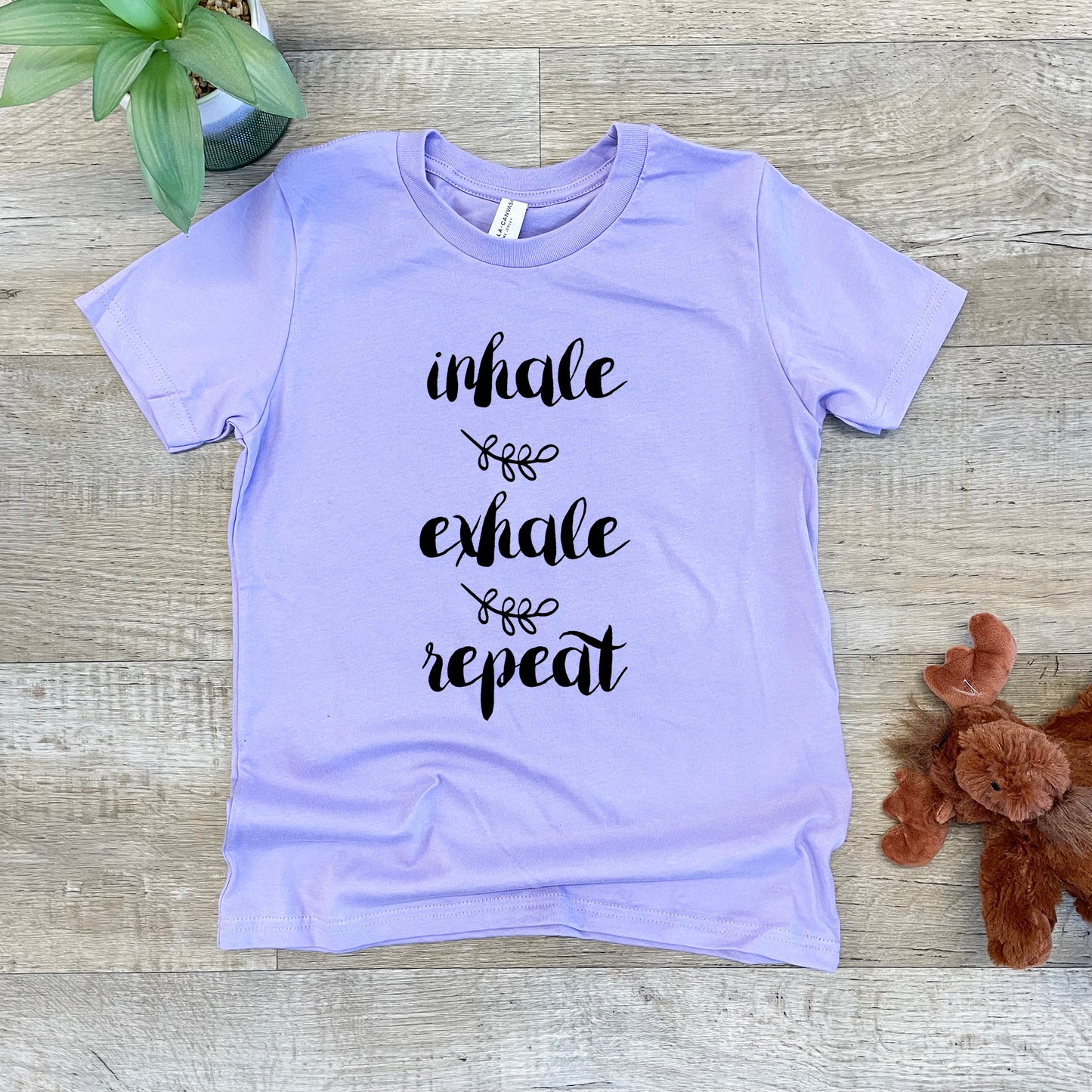 Inhale, Exhale, Repeat - Kid's Tee - Columbia Blue or Lavender