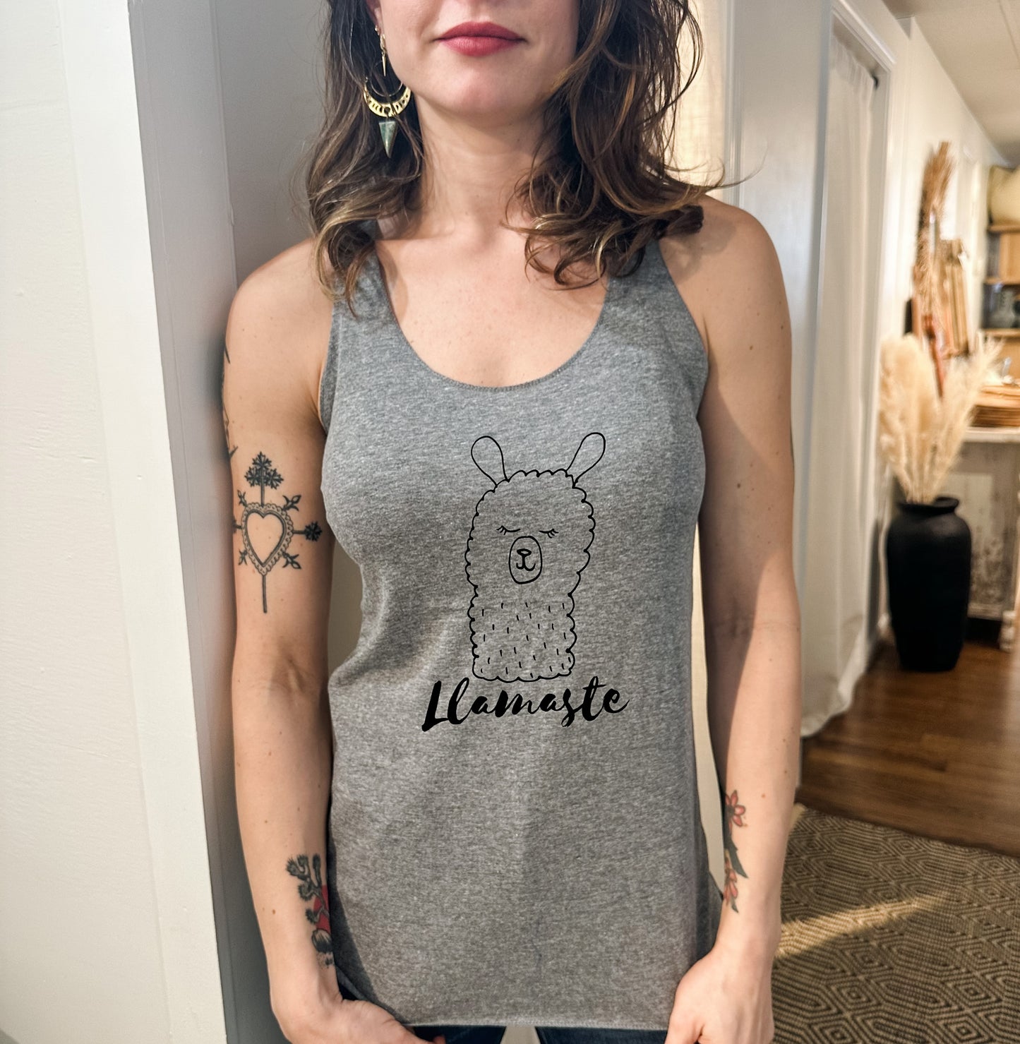 Llamaste (Llama/ Yoga) - Women's Tank - Heather Gray, Tahiti, or Envy