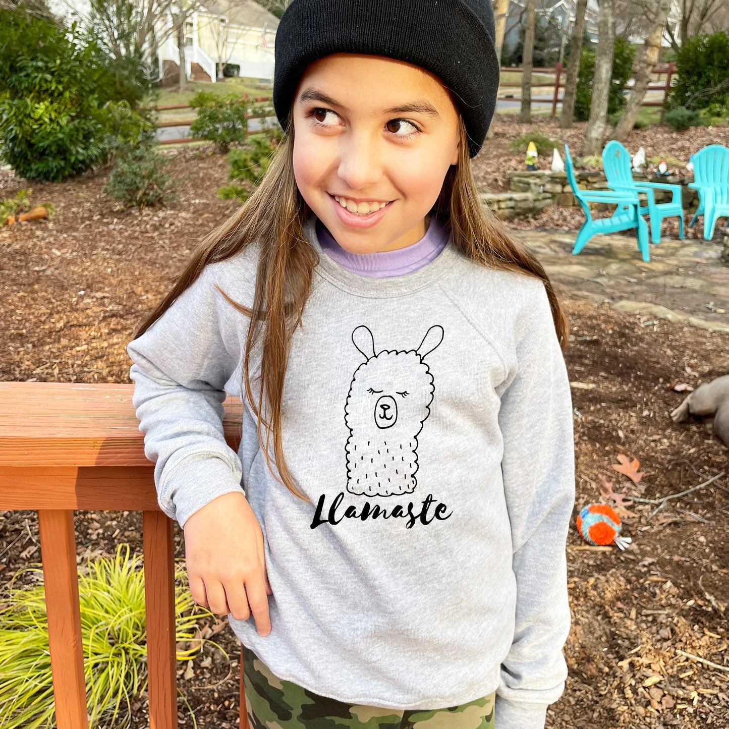 Llamaste (Llama/ Yoga) - Kid's Sweatshirt - Heather Gray or Mauve