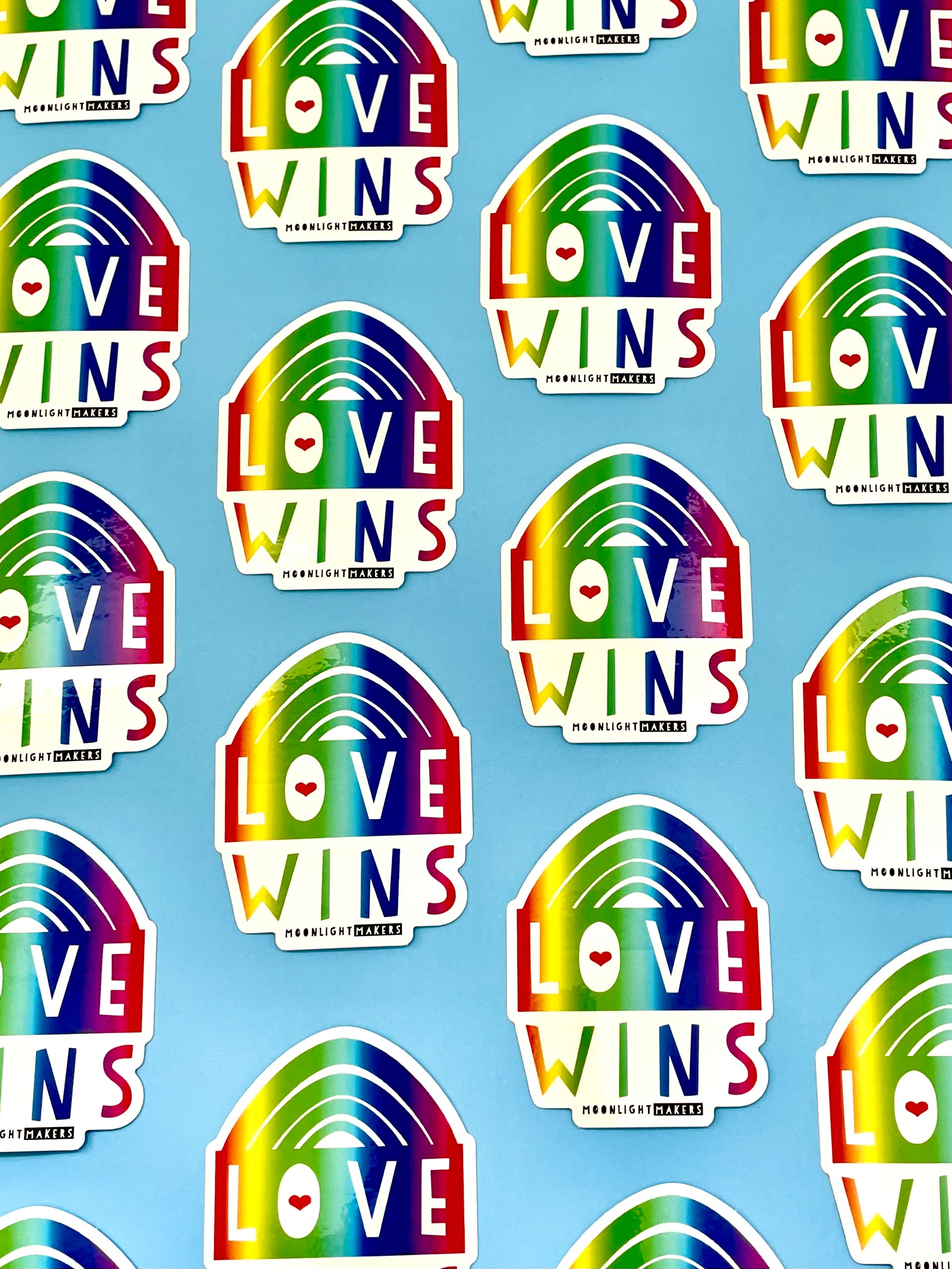 Love Wins - Rainbow Die Cut Sticker - MoonlightMakers
