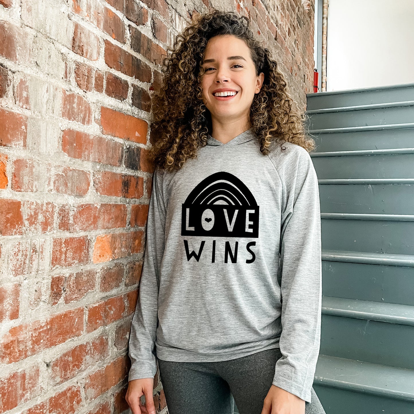 Love Wins - Unisex T-Shirt Hoodie - Heather Gray