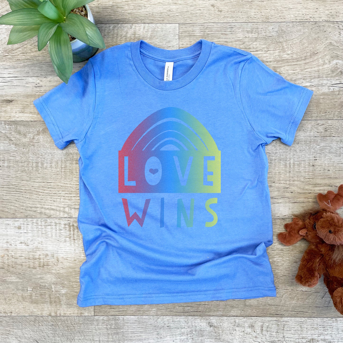 Love Wins (Rainbow) - Kid's Tee - Columbia Blue or Lavender