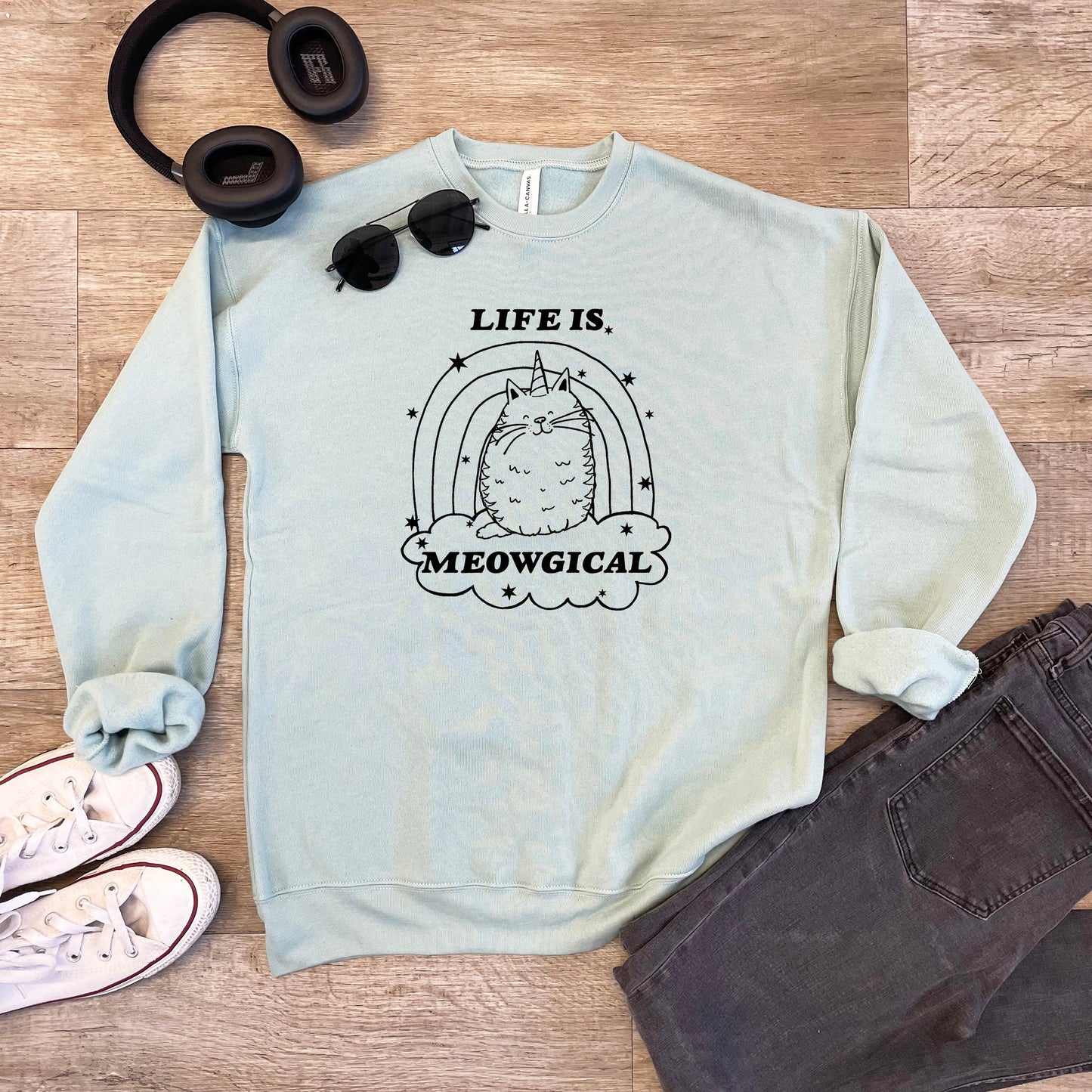 Life Is Meowgical (Cat) - Unisex Sweatshirt - Heather Gray or Dusty Blue