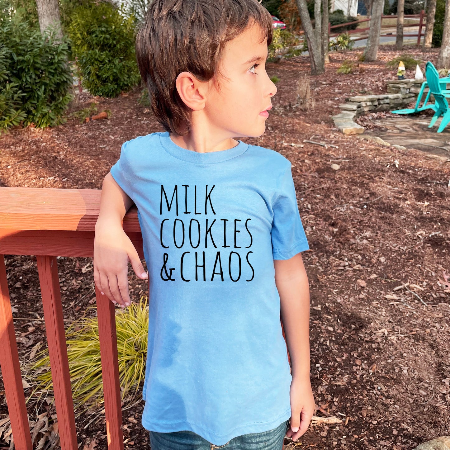 Milk Cookies & Chaos - Kid's Tee - Columbia Blue or Lavender