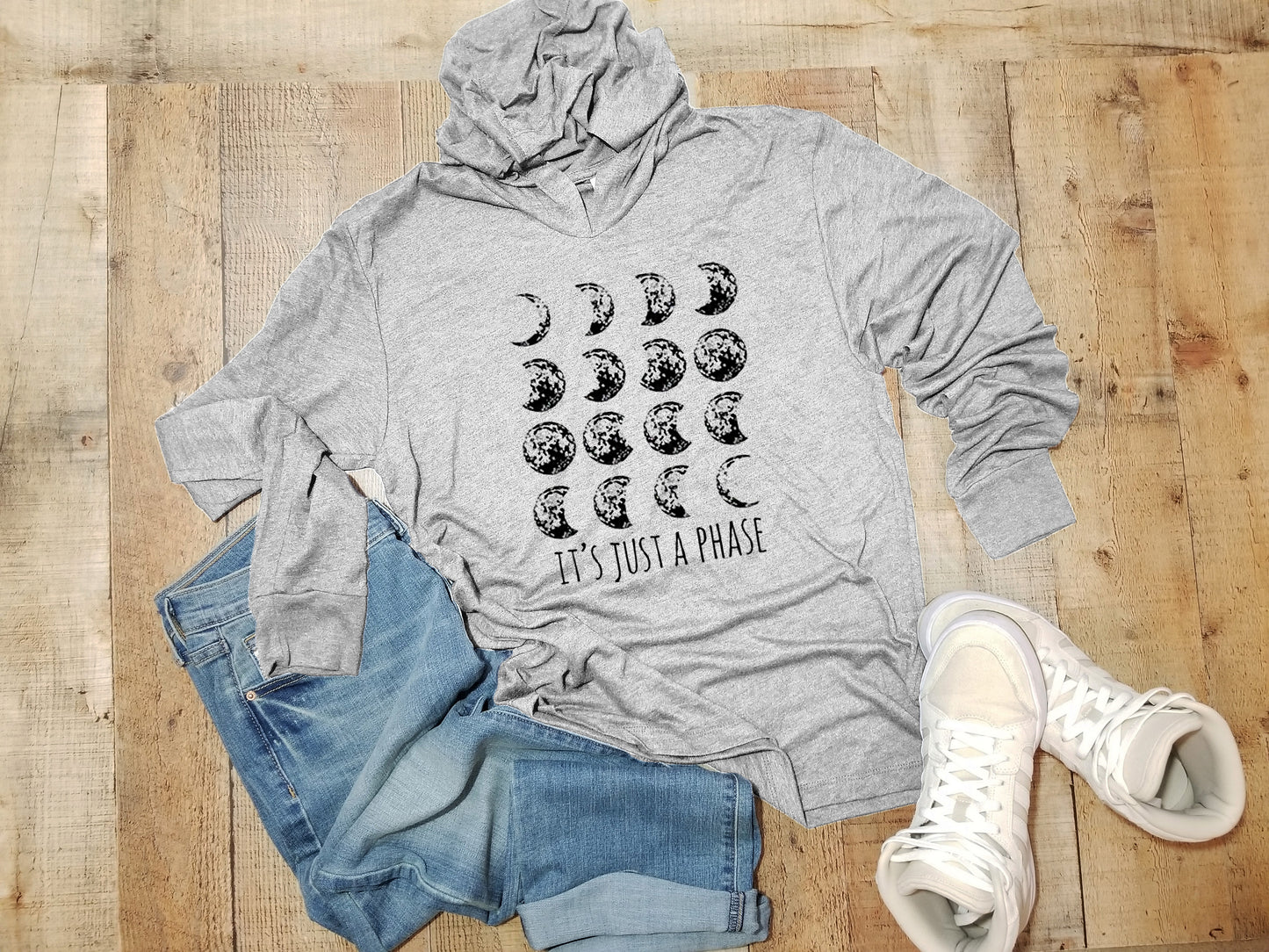 It's Just A Phase - Moon - Unisex T-Shirt Hoodie - Heather Gray