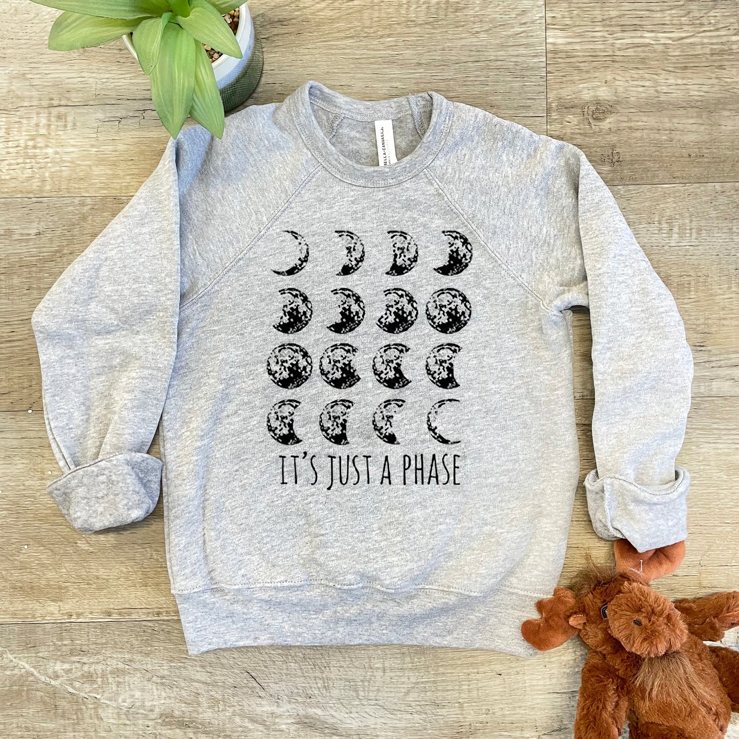 It's Just A Phase - Moon - Kid's Sweatshirt - Heather Gray or Mauve