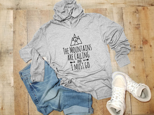 The Mountains Are Calling And I Must Go - Unisex T-Shirt Hoodie - Heather Gray