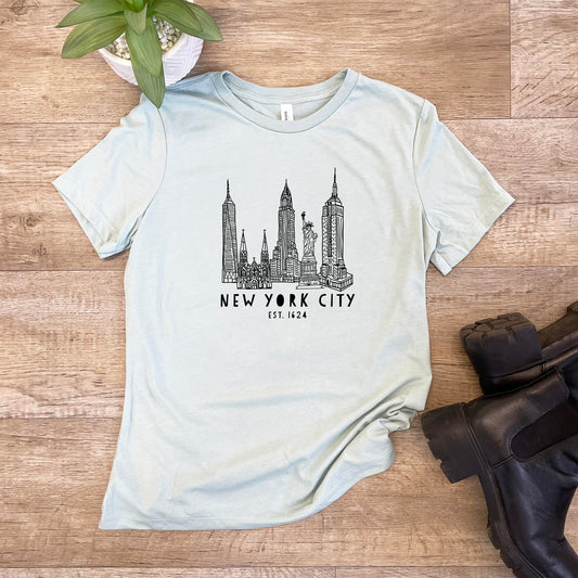 New York City Skyline (NYC) - Women's Crew Tee - Olive or Dusty Blue