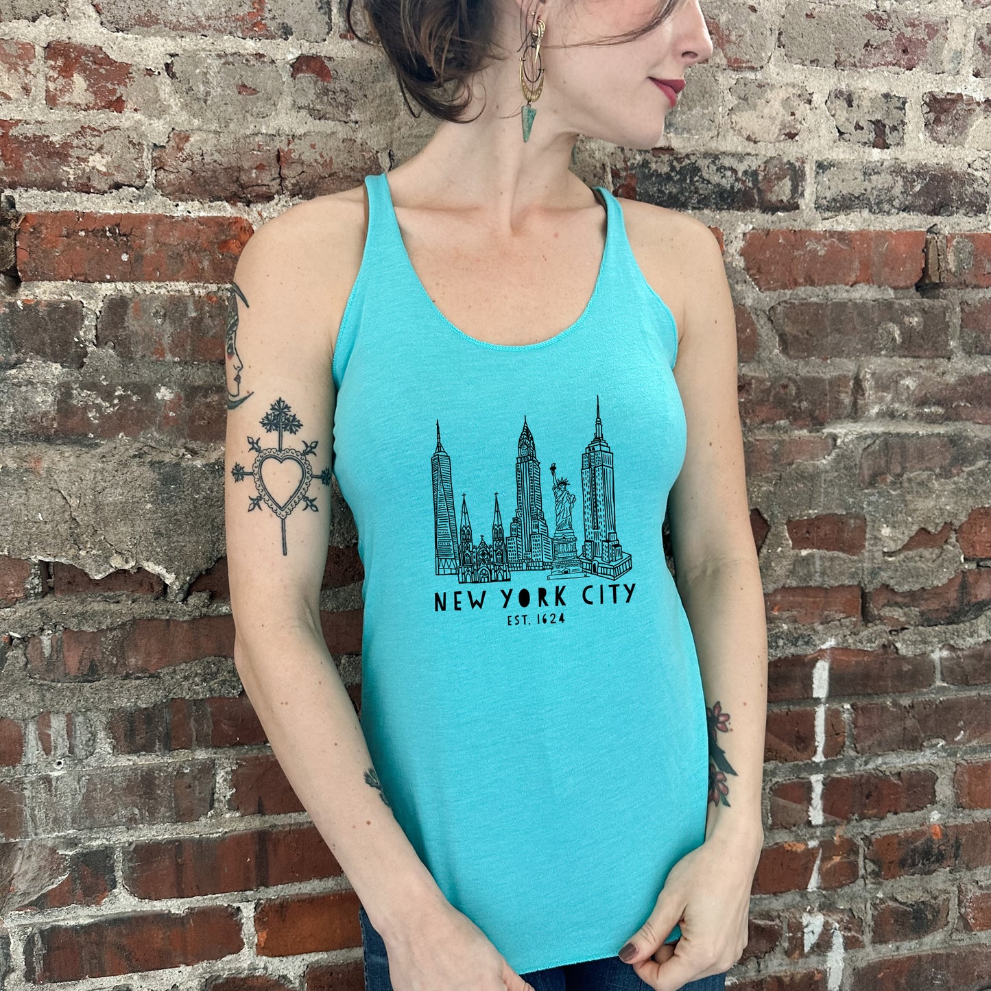New York City Skyline (NYC) - Women's Tank - Heather Gray, Tahiti, or Envy