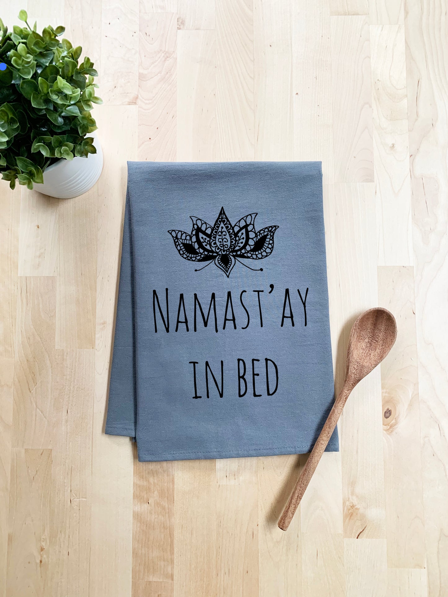 Namast'ay in Bed Dish Towel - White Or Gray - MoonlightMakers