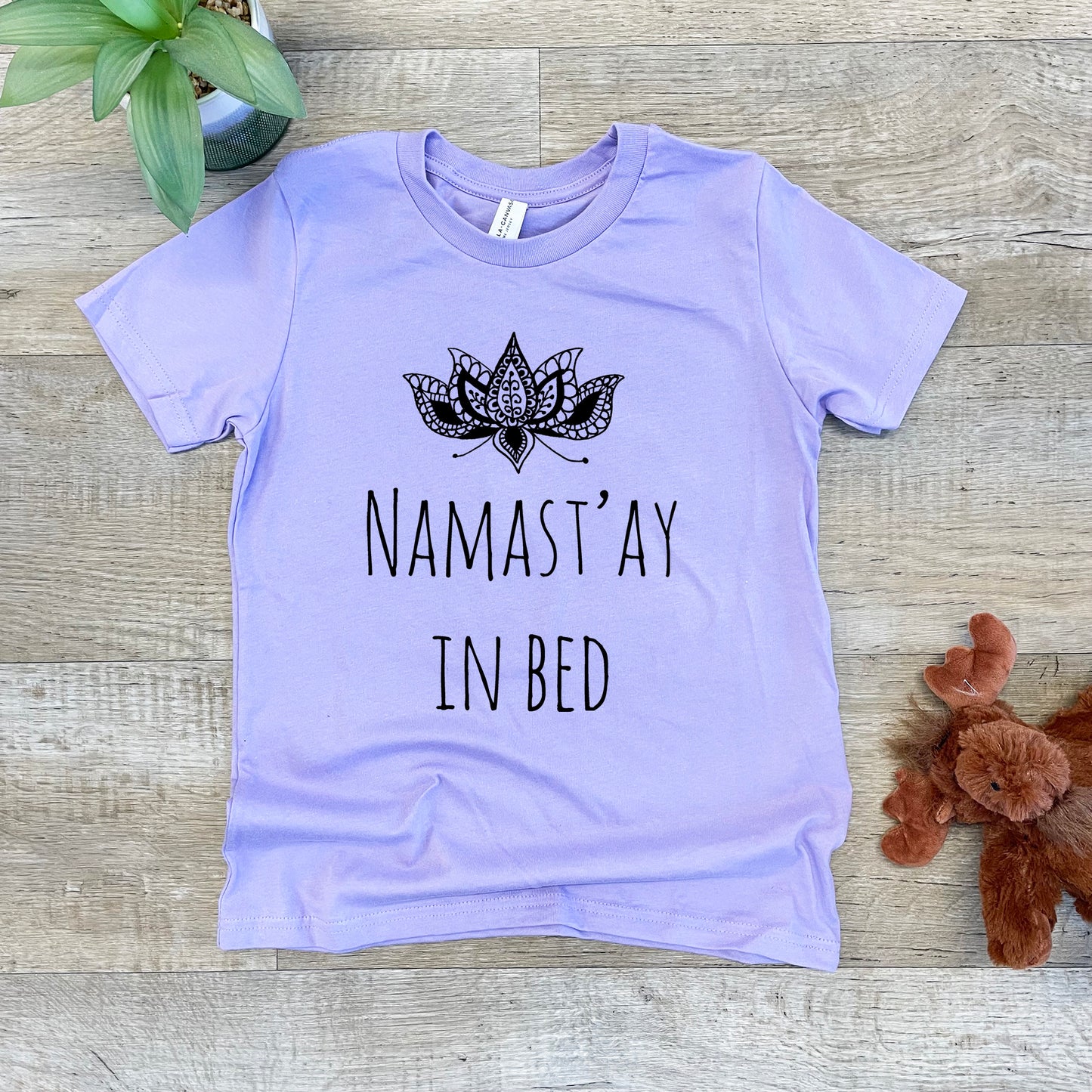 Namast'ay In Bed - Kid's Tee - Columbia Blue or Lavender
