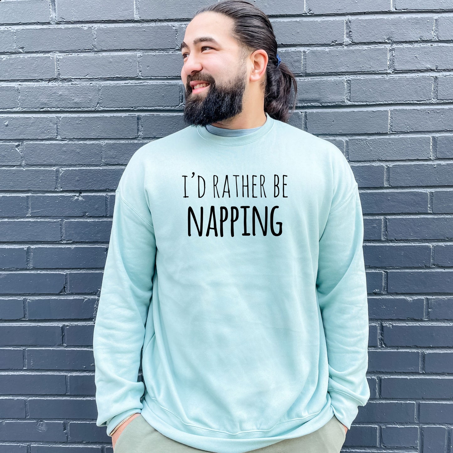 I'd Rather Be Napping - Unisex Sweatshirt - Heather Gray or Dusty Blue