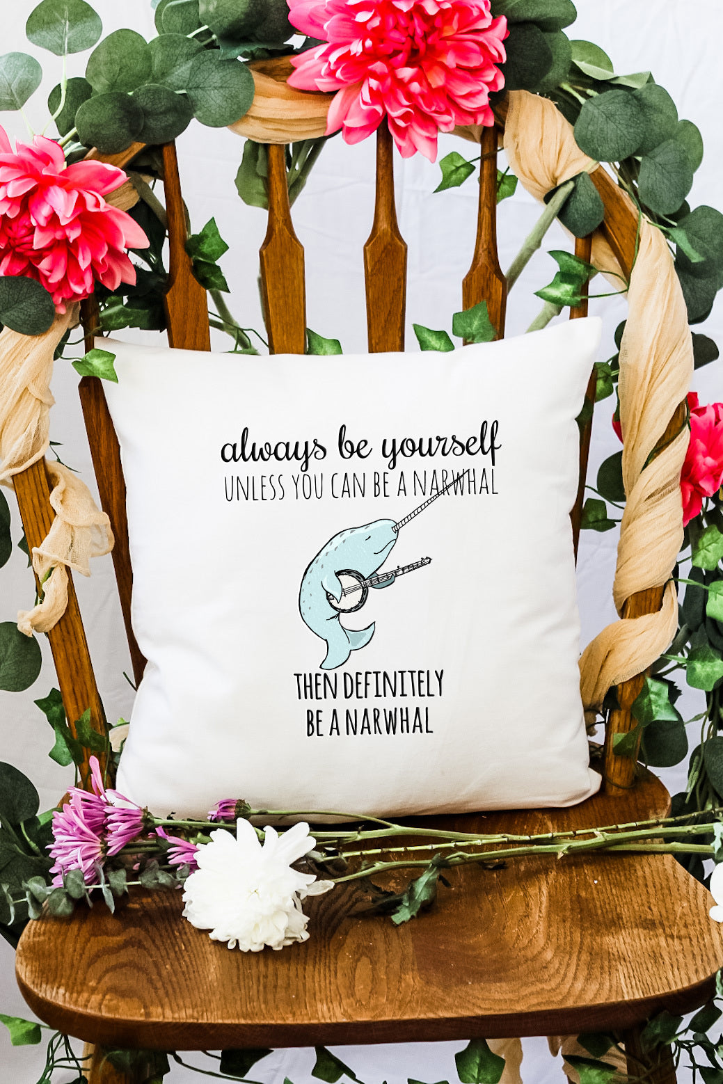 Always Be Yourself Unless You Can Be A Narwhal - Decorative Throw Pillow - MoonlightMakers
