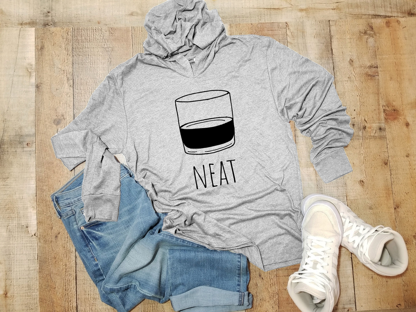 Neat (Whiskey) - Unisex T-Shirt Hoodie - Heather Gray