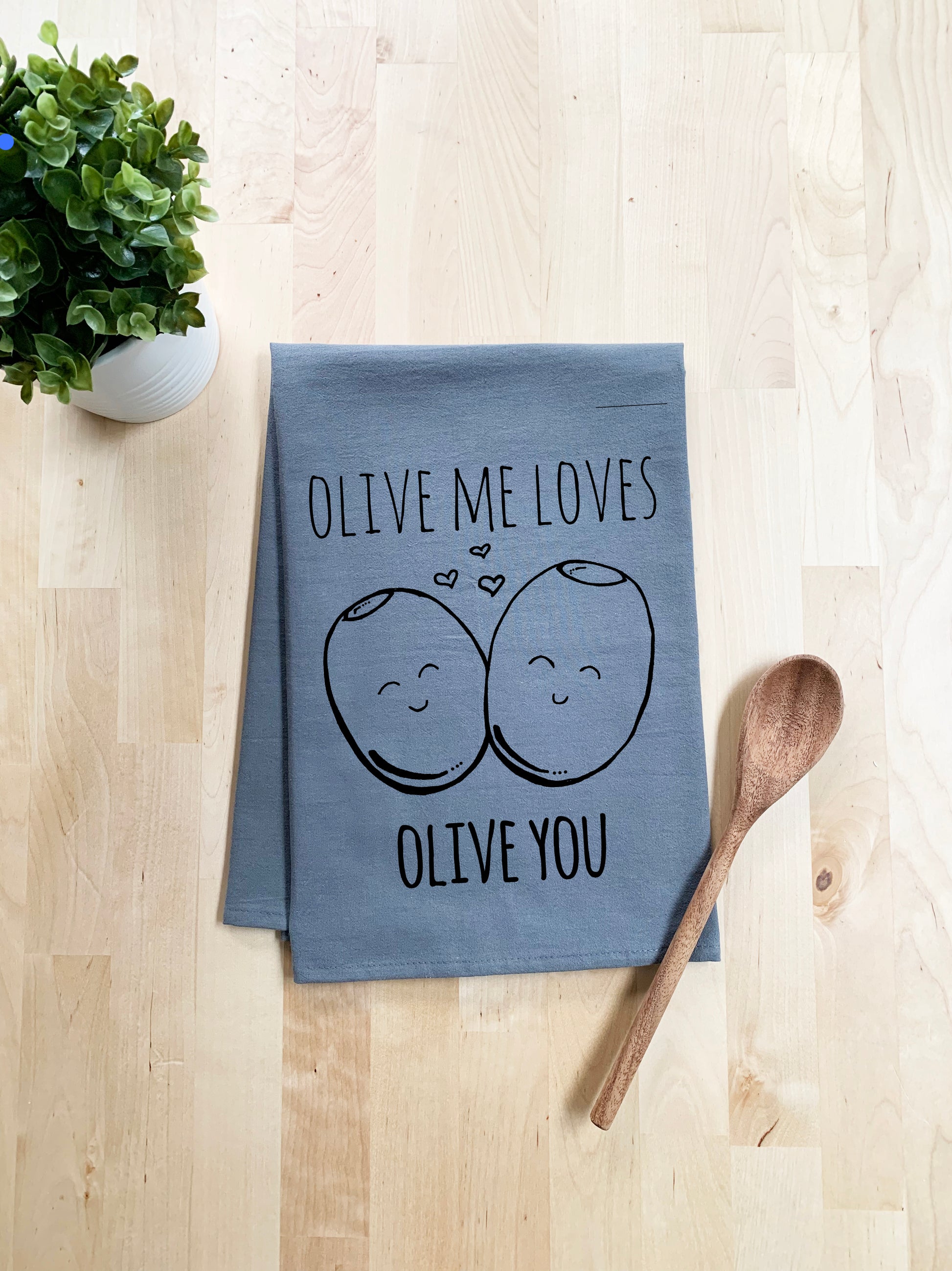 Olive Me Loves Olive You Dish Towel - White Or Gray - MoonlightMakers