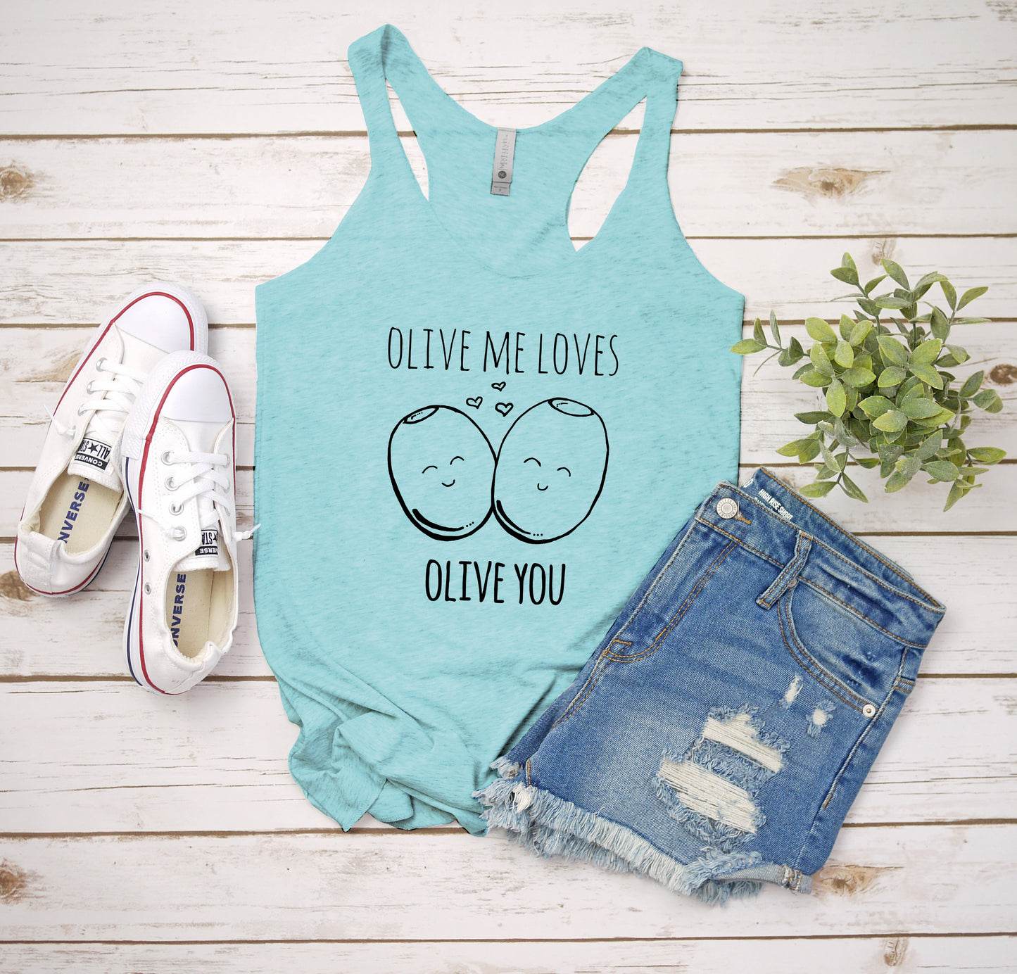 Olive Me Loves Olive You - Women's Tank - Heather Gray, Tahiti, or Envy