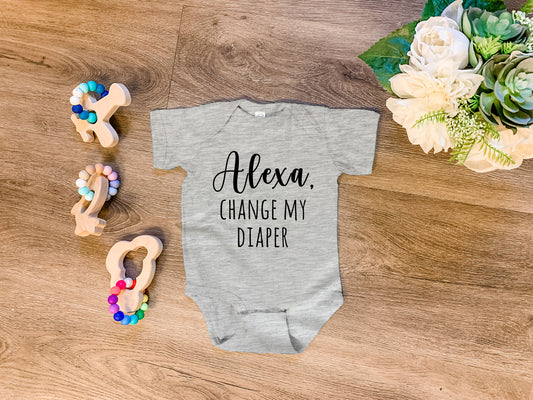 Alexa, Change My Diaper - Onesie - Heather Gray, Chill, or Lavender