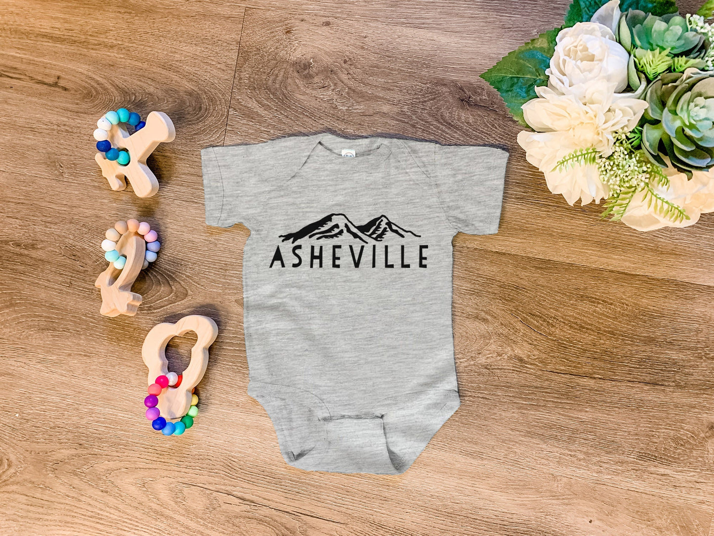 Asheville NC Mountains - Onesie - Heather Gray, Chill, or Lavender